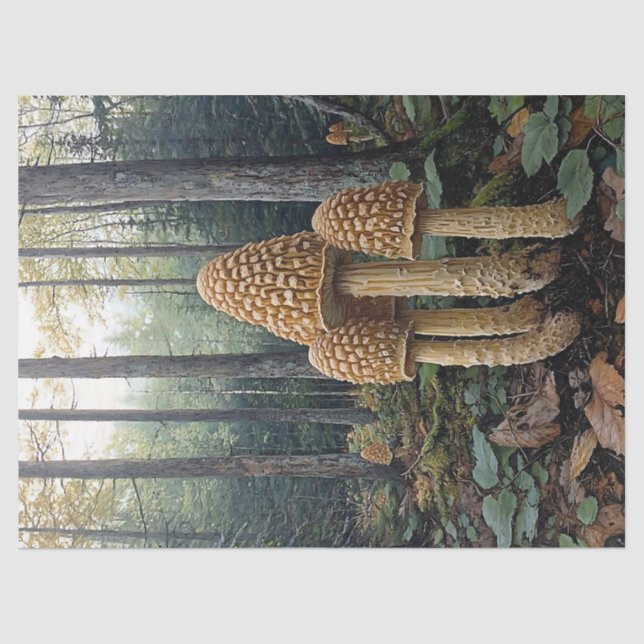 Papel De Seda Ilustración de decoupage de champiñones morel rúst (Anverso)