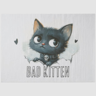 Papel De Seda Ilustracion de Edgy Kitten - Texto "Gatito malo"