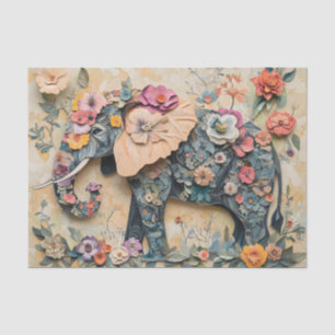 Papel De Seda Ilustracion de elefantes florales
