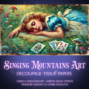 Papel De Seda Ilustración de fantasía vintage Alice Sueño Decoup