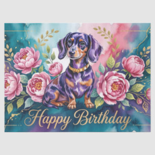 Papel De Seda Ilustración de Feliz Cumpleaños Dachshund
