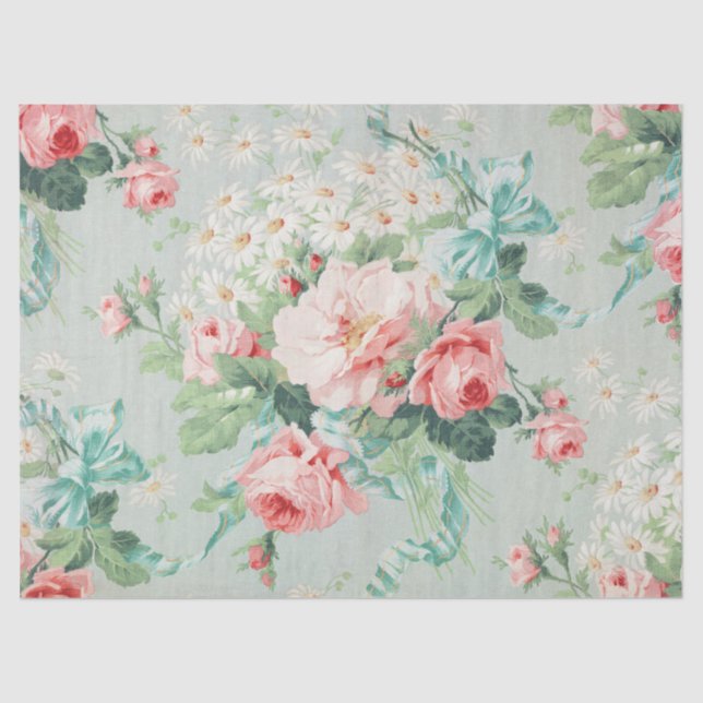 Papel De Seda ilustracion de flores florecientes de 1890 (Anverso)