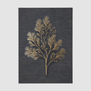 Papel De Seda Ilustración de follaje dorado minimalista elegante