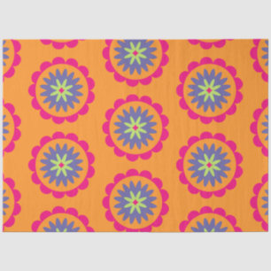 Papel De Seda ilustracion de formas florales naranja y rosa
