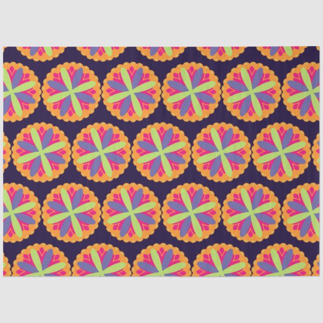 Papel De Seda ilustracion de formas florales naranjas (Anverso)