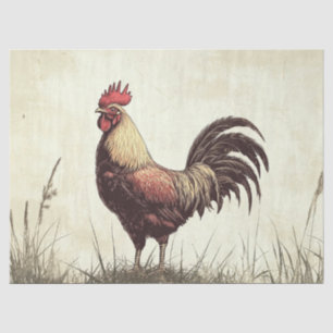 Papel De Seda Ilustración de gallo con tono vintage decoupage