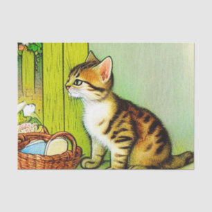 Papel De Seda Ilustracion de gato de tabby de época