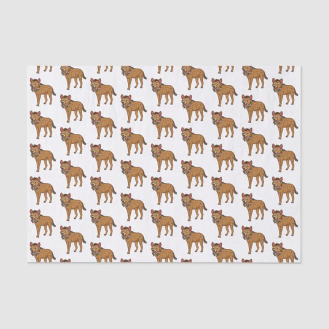 Papel De Seda Ilustracion de hiena y flores personalizado (Anverso)