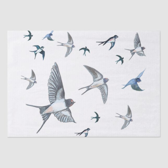 Papel De Seda Ilustracion De Las Aves Tragadas Voladoras (Anverso)