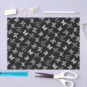 Papel De Seda Ilustración de mariposa en blanco y negro