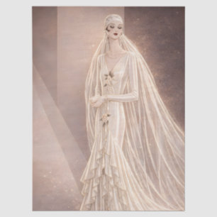 Papel De Seda Ilustración de Moda Nupcial Art Déco Vintage