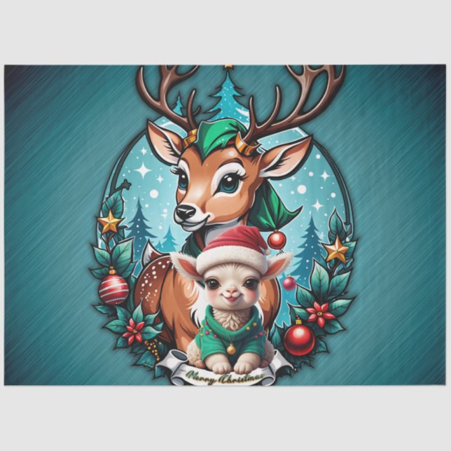 Papel De Seda Ilustracion de Navidades alegres e invitantes (Anverso)