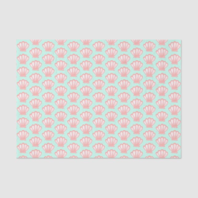 Papel De Seda Ilustracion de patrón de conchas rosadas con mano (Anverso)