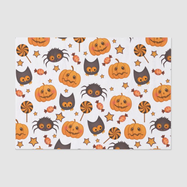 Papel De Seda Ilustracion de patrón de Halloween (Anverso)