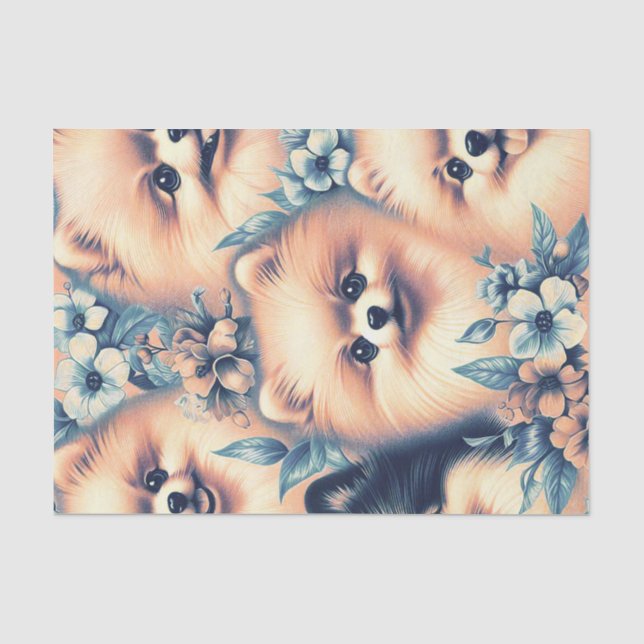 Papel De Seda Ilustracion de perro de Pomerania (Anverso)