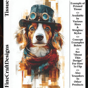 Papel De Seda Ilustración de Perro Steampunk Caprichosa DB2 Deco