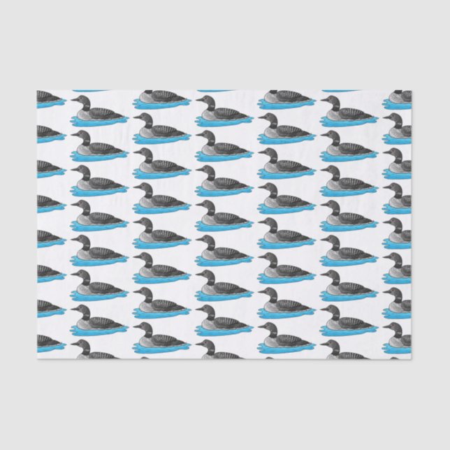 Papel De Seda Ilustracion de personalizado de aves de Loon (Anverso)