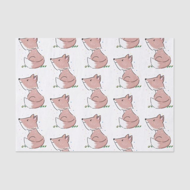 Papel De Seda Ilustracion de personalizado de zorro bebé (Anverso)