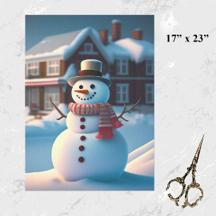 Papel De Seda Ilustracion de Snowman Town Large