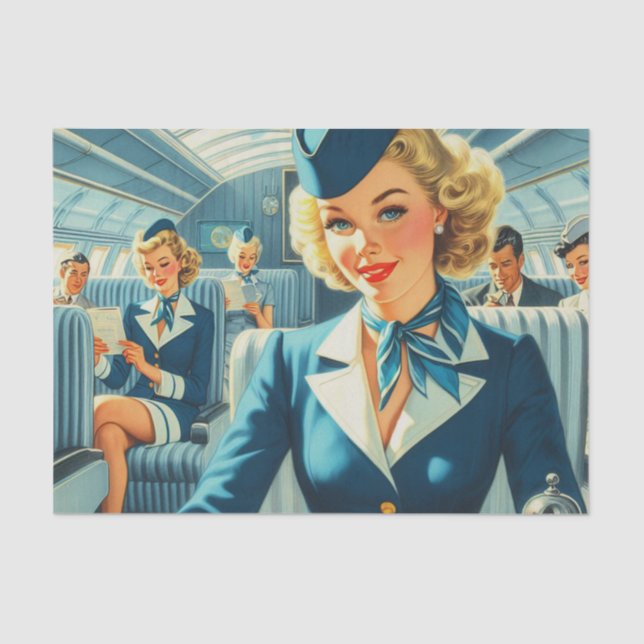 Papel De Seda Ilustracion de Stewardess de época (Anverso)