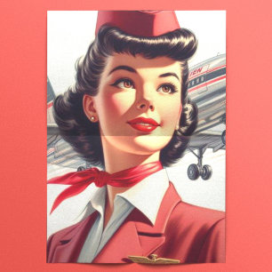 Papel De Seda Ilustracion de Stewardess de época