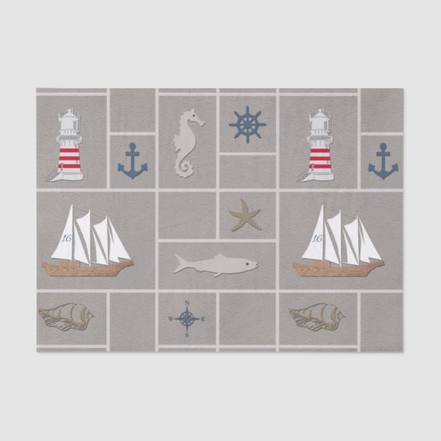 Papel De Seda ilustracion de temática náutica (Anverso)