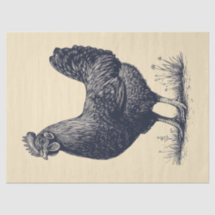 Papel De Seda Ilustración de tinta de pollo en decoupage broncea
