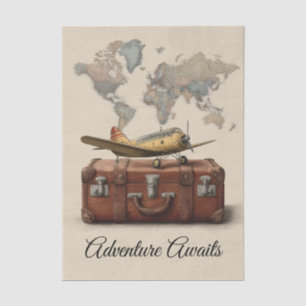 Papel De Seda Ilustracion de Viajes Vintage con un avión