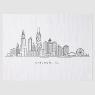 Papel De Seda Ilustración del paisaje urbano de Chicago, IL