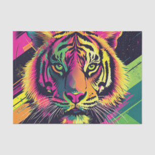 Papel De Seda Ilustracion del tigre de arte pop con colores de n