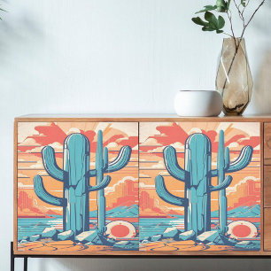 Papel De Seda Ilustracion Desert Cactus