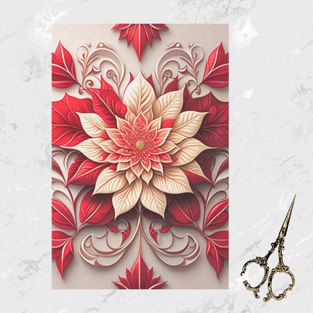 Papel De Seda Ilustracion elegante de Poinsettia Blanca Rojo Flo (Subido por el creador)