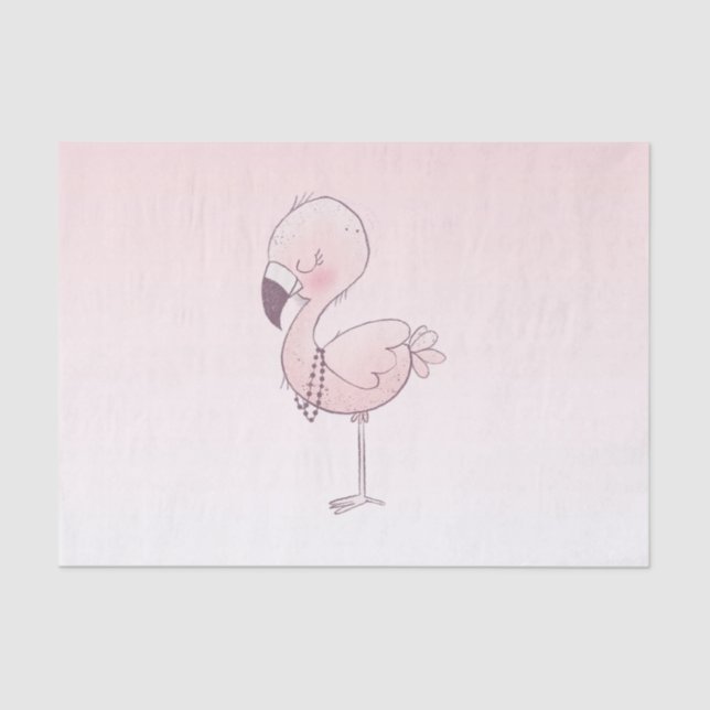 Papel De Seda Ilustracion Flamingo Rosa (Anverso)