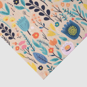 Papel De Seda Ilustracion Floral Moderno de Arte Popular