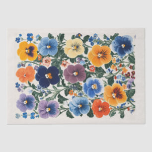 Papel De Seda Ilustracion Floral Vibrante Pansy