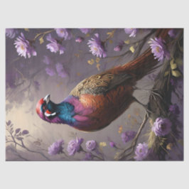 Papel De Seda Ilustración floral violeta de faisán