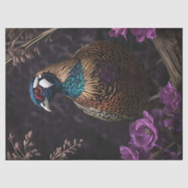 Papel De Seda Ilustración floral violeta de faisán