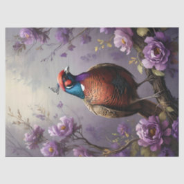 Papel De Seda Ilustración floral violeta de faisán