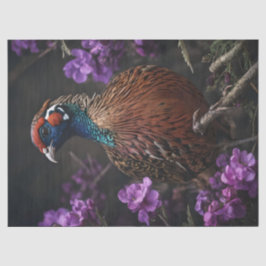 Papel De Seda Ilustración floral violeta de faisán
