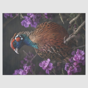 Papel De Seda Ilustración floral violeta de faisán