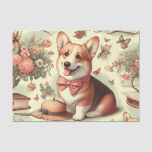 Papel De Seda Ilustracion galés vintage Corgi Cardigan