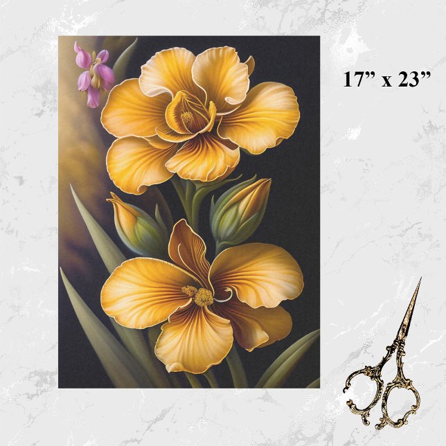 Papel De Seda Ilustracion grande de flores amarillas botánicas (Subido por el creador)