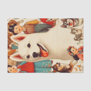 Papel De Seda Ilustracion Jindo coreano vintage