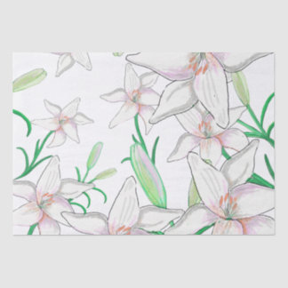 Papel De Seda Ilustracion Lirio Blanco