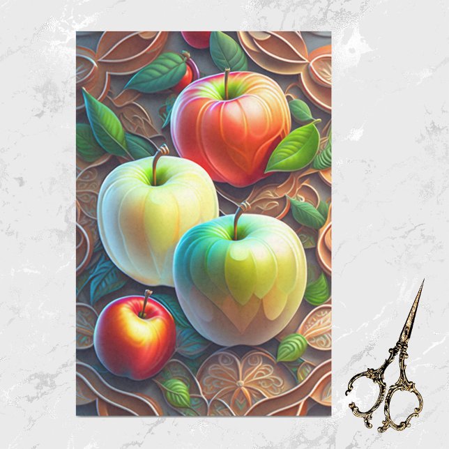 Papel De Seda Ilustracion moderno de manzanas verdes rojas (Subido por el creador)