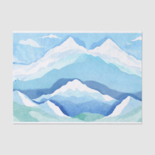 Papel De Seda Ilustracion Natural de las Montañas de Nieve Acuar