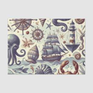 Papel De Seda Ilustracion náutico vintage