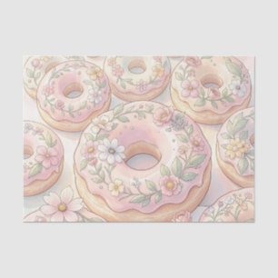 Papel De Seda Ilustración Pastel de Donas Rosadas Florales