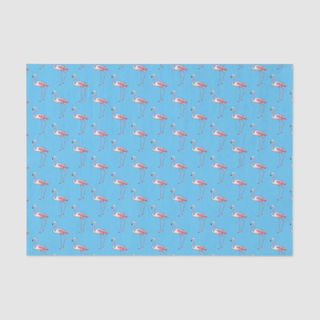 Papel De Seda Ilustracion personalizado de aves de Flamingo (Anverso)