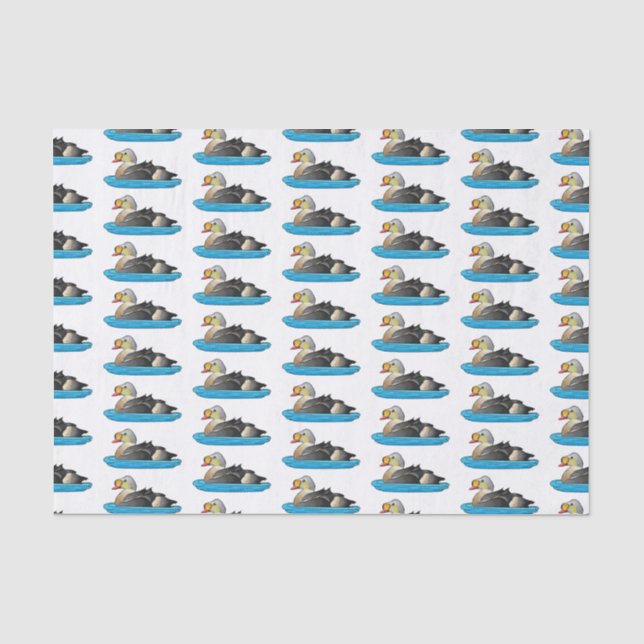 Papel De Seda Ilustracion personalizado de aves King eider (Anverso)
